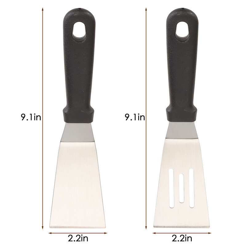 Ensemble de 2 petites spatules en acier inoxydable à fente pour la cuisine