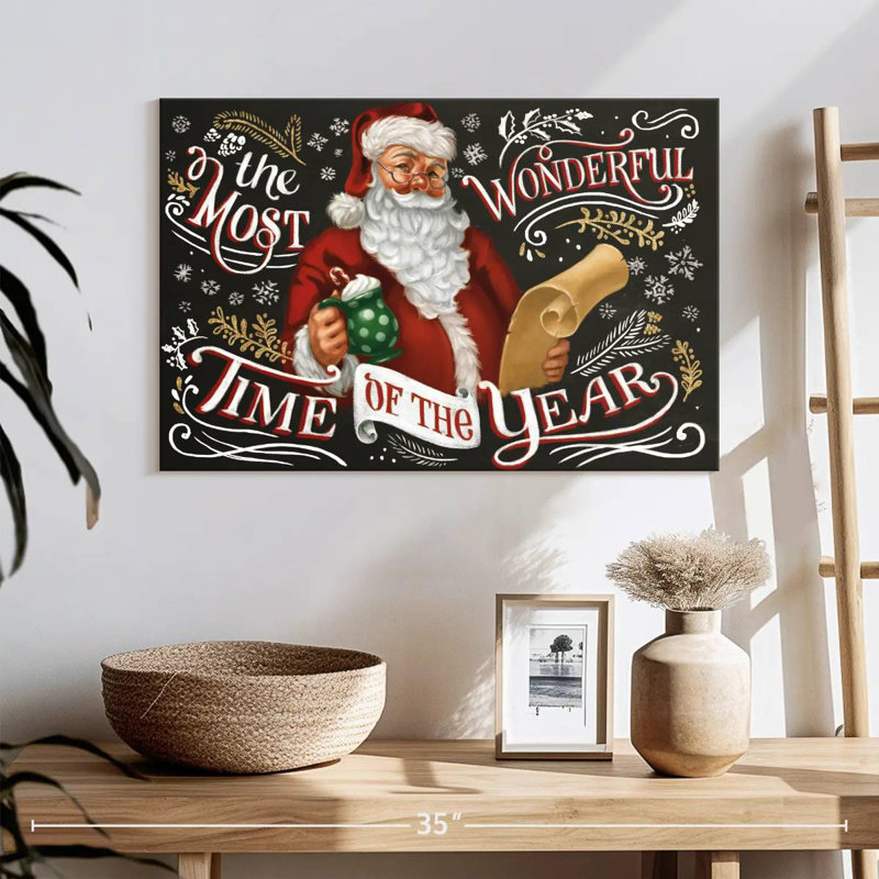 Santa's List II - noir, H 16 po x l 24 po