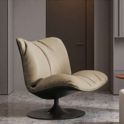Minimalist Leather Rotatable Single Leisure Chair.
