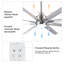 Ventilateur de plafond intelligent 72 po avec pales argentées au fini nickel brossé Smart-739773713-739773715