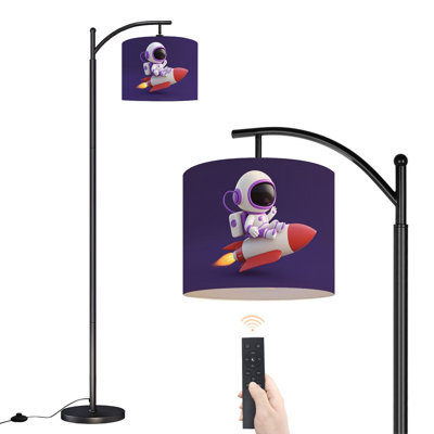 Arc Floor Lamp An cute astronaut rocket Floor Lamps with Remote LED Lights Adjustable Lamp Shades Tall Standing Lamps for Reading Office Living Room