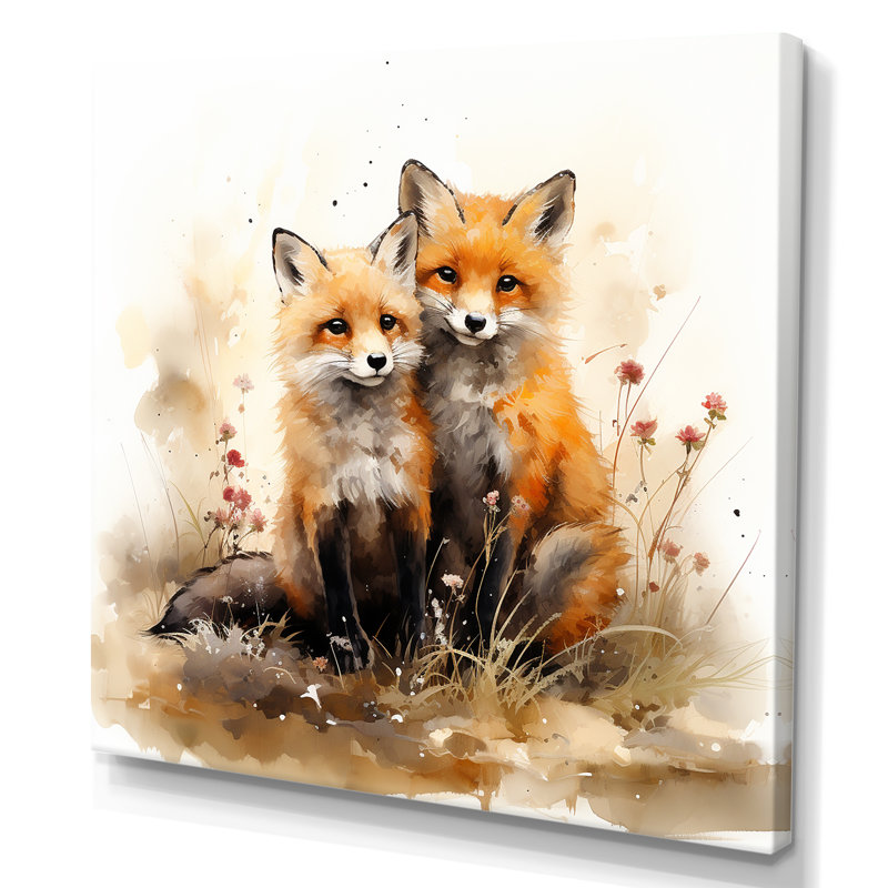 Renards, forêt élégante, grâce II - impressions sur toile, Toile tendue, H 30 po x l 30 po x P 1,5 po