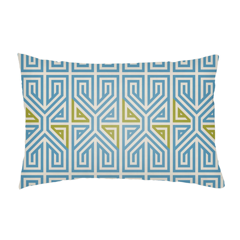  Indoor/Outdoor Lumbar Pillow, Aqua/Lime Green