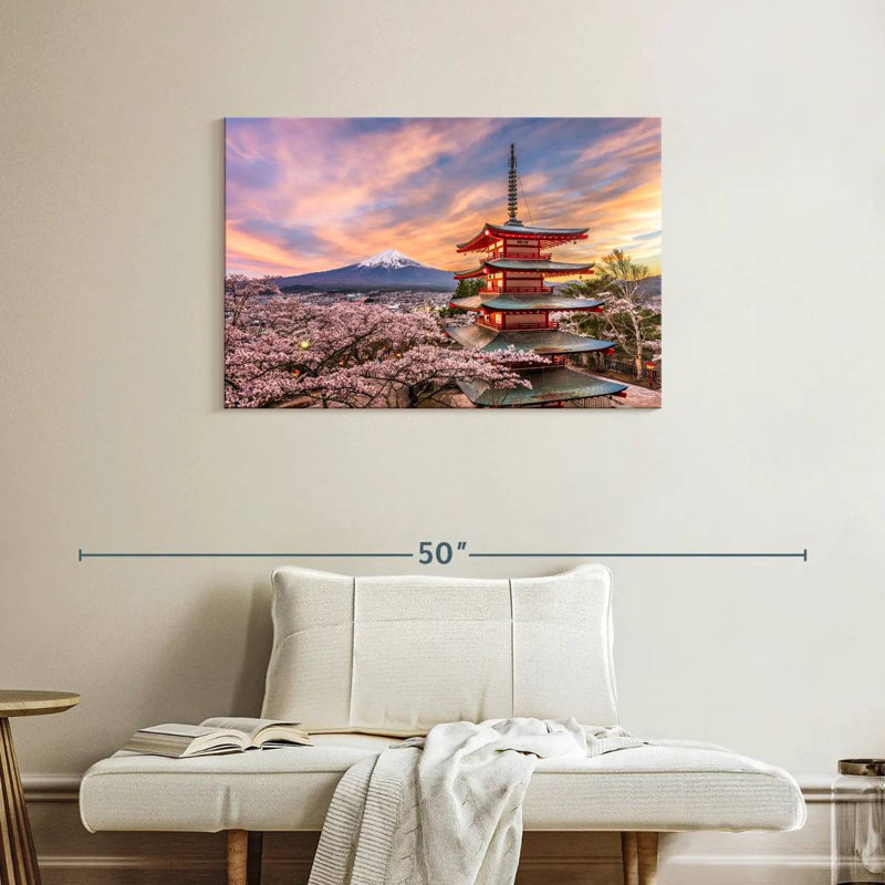 Nicci Chureito Pagoda In Spring, 24" H x 36" W