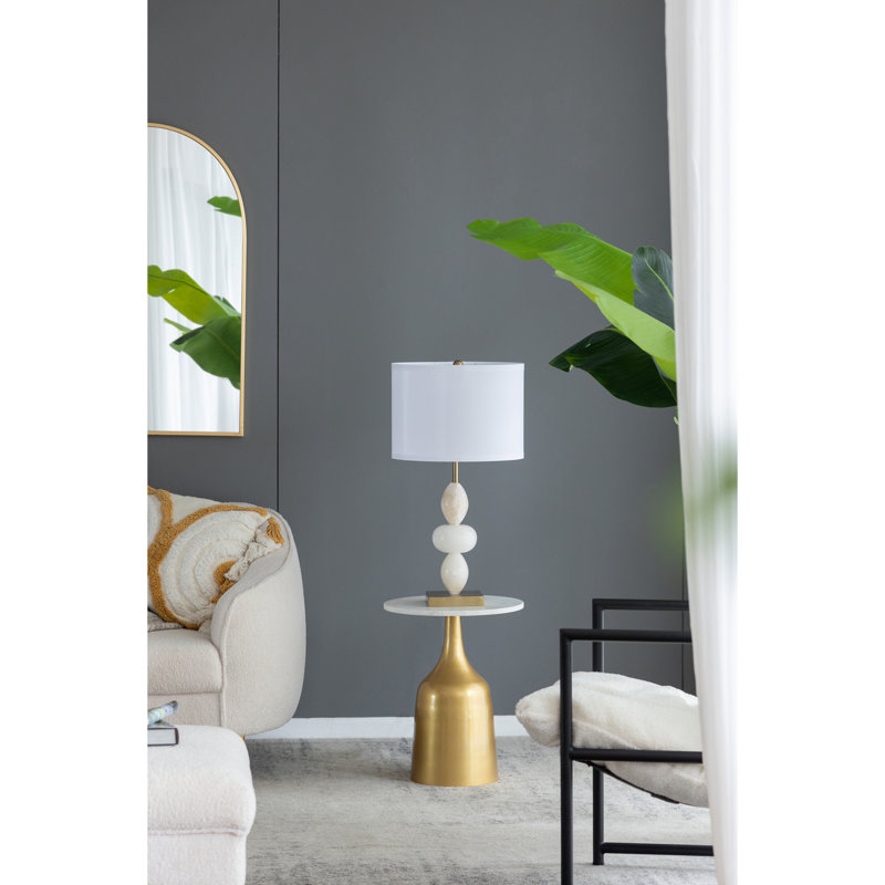 Lampe de table ronde à trois niveaux avec abat-jour tambour