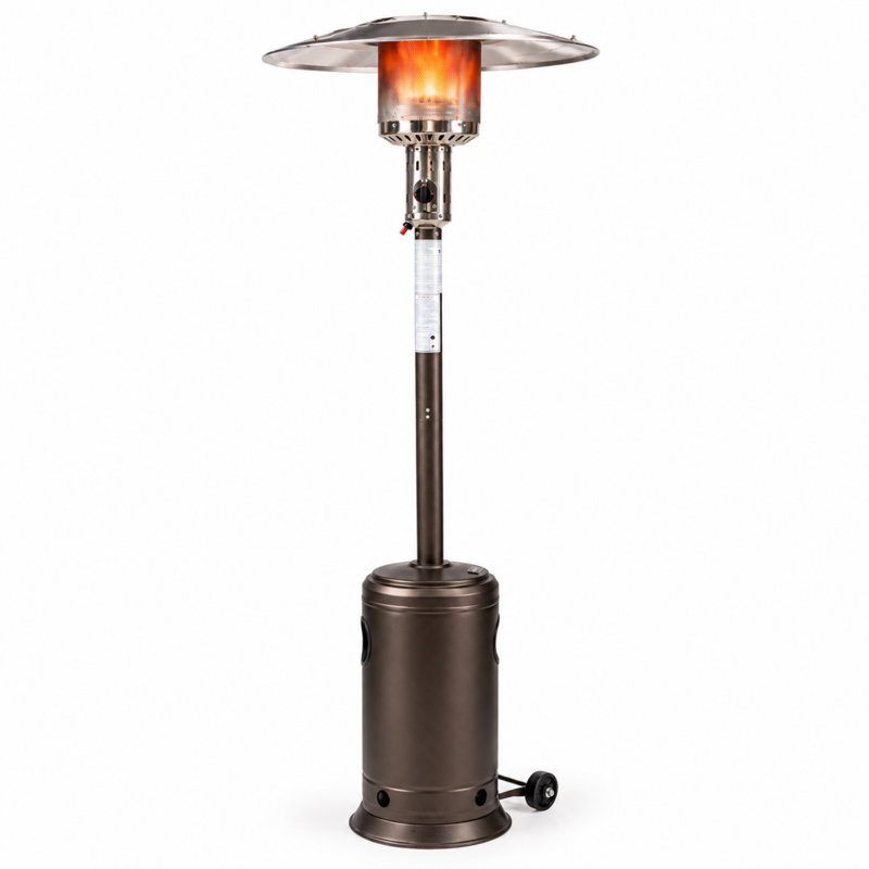 Chauffage de terrasse sur pied de 47 000 BTU avec roulettes et réglage de la température