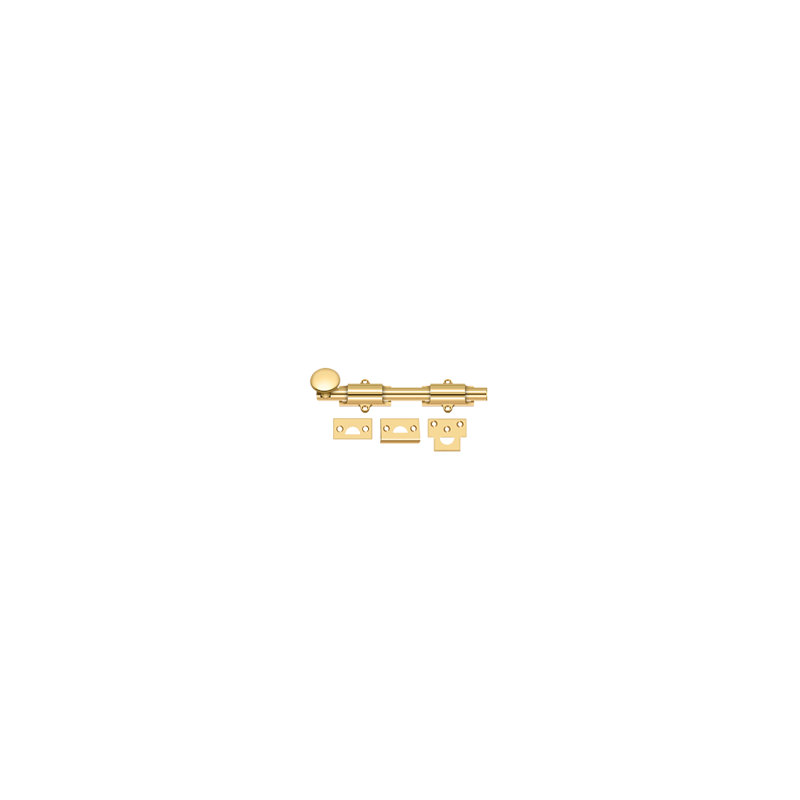 Deltana 6SB003 6" Surface Bolt; Heavy Duty; Lifetime Brass Finish, Brass