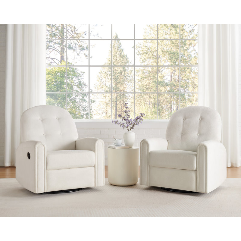 33.46’’ Terry Fabric Glider Rocker Manual Recliner Chair (Set Of 2), White