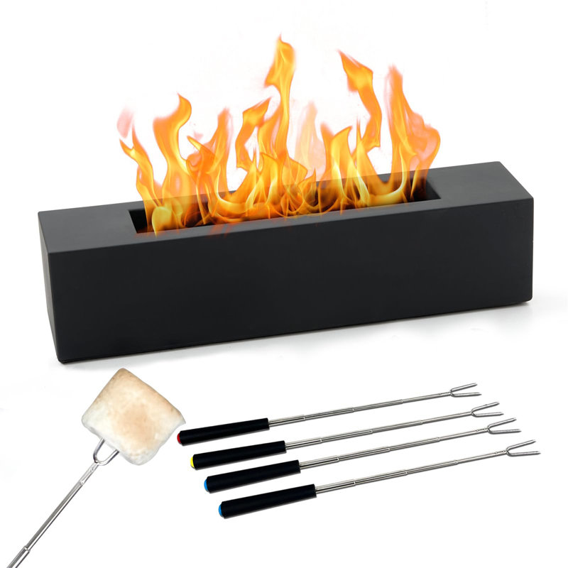 Concrete / Cement Bio-Ethanol Tabletop Fireplace with Flame Guard