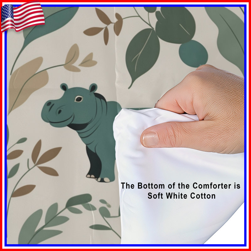 Hippos With Leaves Comforter, Twin