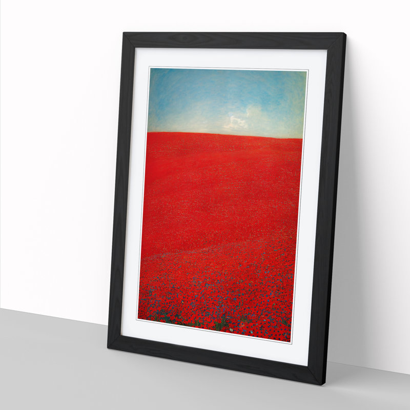 Contemporary Poppy Flower Field Vol.2 - Single Picture Frame Print, Black Framed, 64cm H x 46cm W