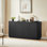 Meuble télé 63 po à rayures verticales noir, rangement - Conception efficace, forme ondulée, pour chambre à coucher, salon, couloir, catégorie P2, l 63 po x P 16,1 po, utilisateur