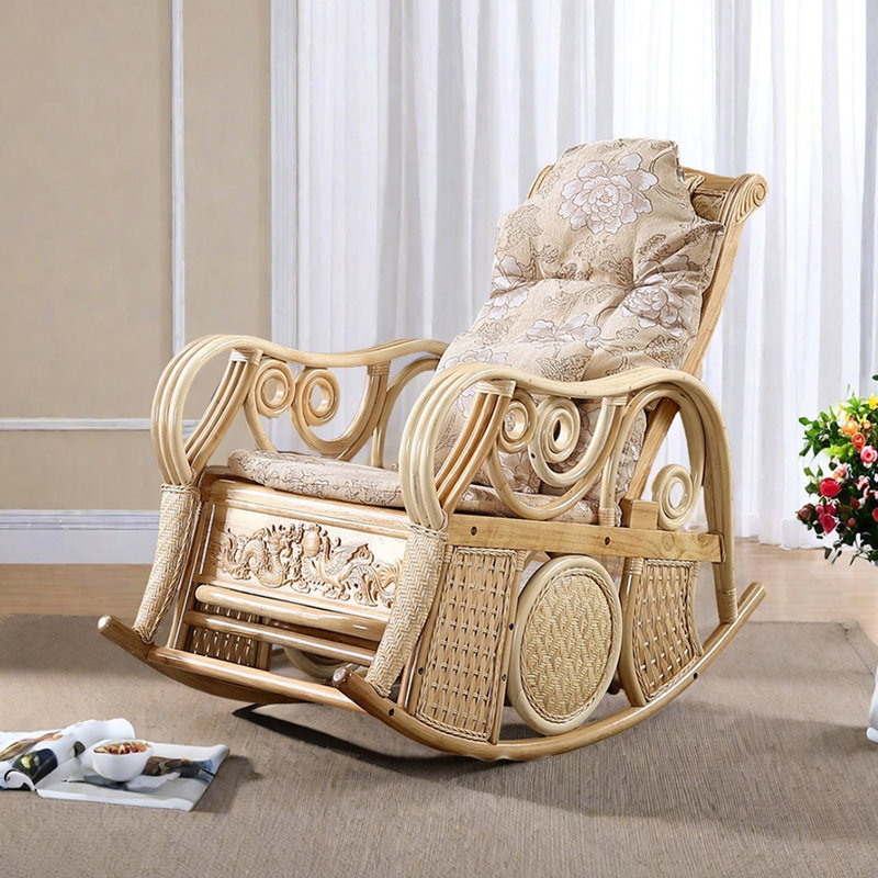Chaise berçante en rotin décontractée Balcon, Burlywood