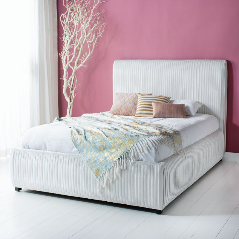 Lit tapissier Clarice, Grand, Blanc Bella