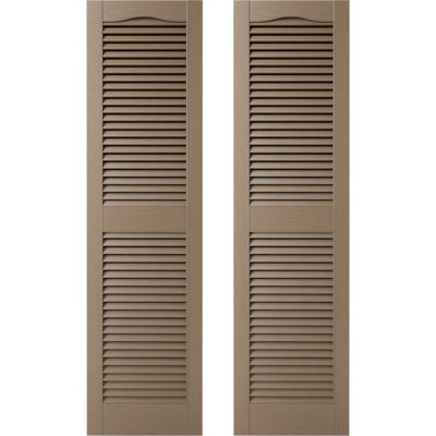 Builders Edge, Standard Cathedral Top Center Mullion, Open Louver Shutters, Includes Matching Installation Spikes (Per Pair)
