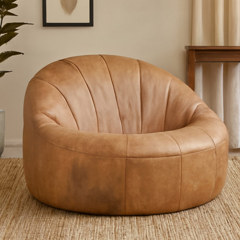 Leather Accent Chair, Brown