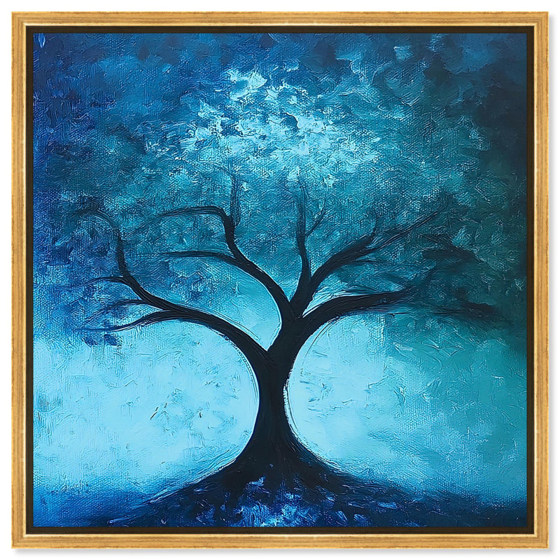 «Tree of Opposites III», peintures sur toile par , H 13 po x l 13 po, Cadre flottant doré