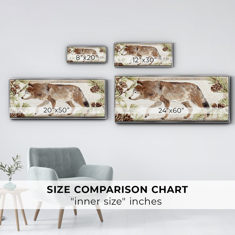 Rustic Barnwood Animals Collection D- Framed Canvas, 12" H x 30" W