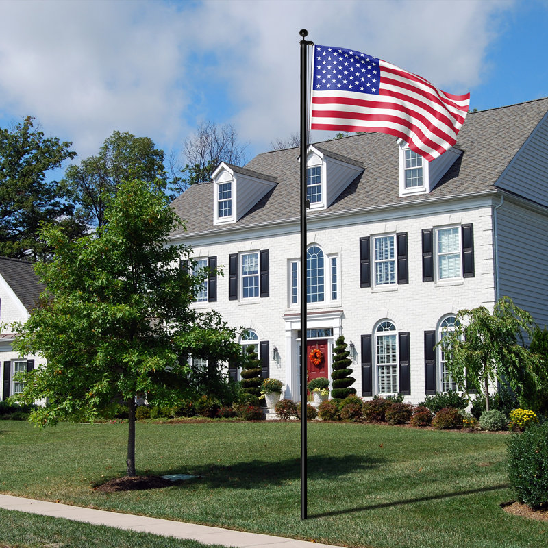 25ft Black Sectional Aluminum Alloy Flag Pole Kit