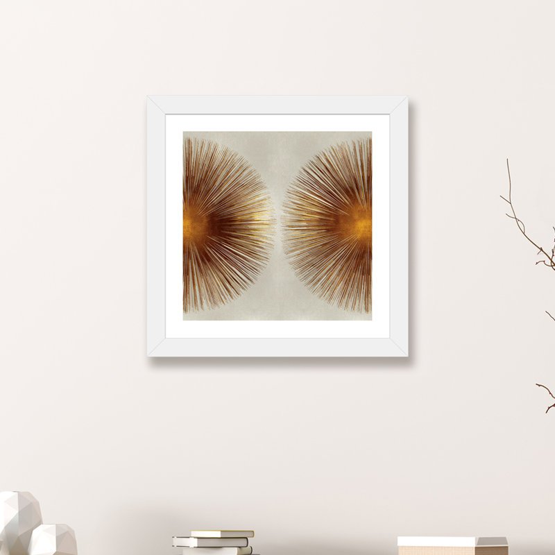 «Bronze Sunburst II» par Abby Young - impression d'art graphique, Papier encadré blanc, H 24 po x l 24 po x p 1 po