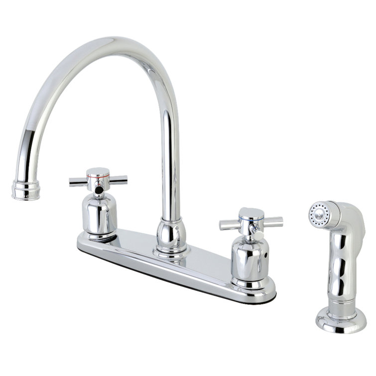Kingston Brass Concord Two-Handle 4-Hole 8" Centerset Kitchen Faucet with Side Sprayer