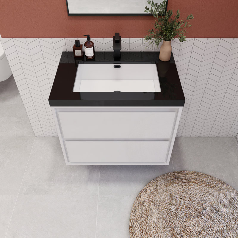 Meuble-lavabo simple l 29,52 po x P 20 po x H 25 po Vickye, Blanc brillant