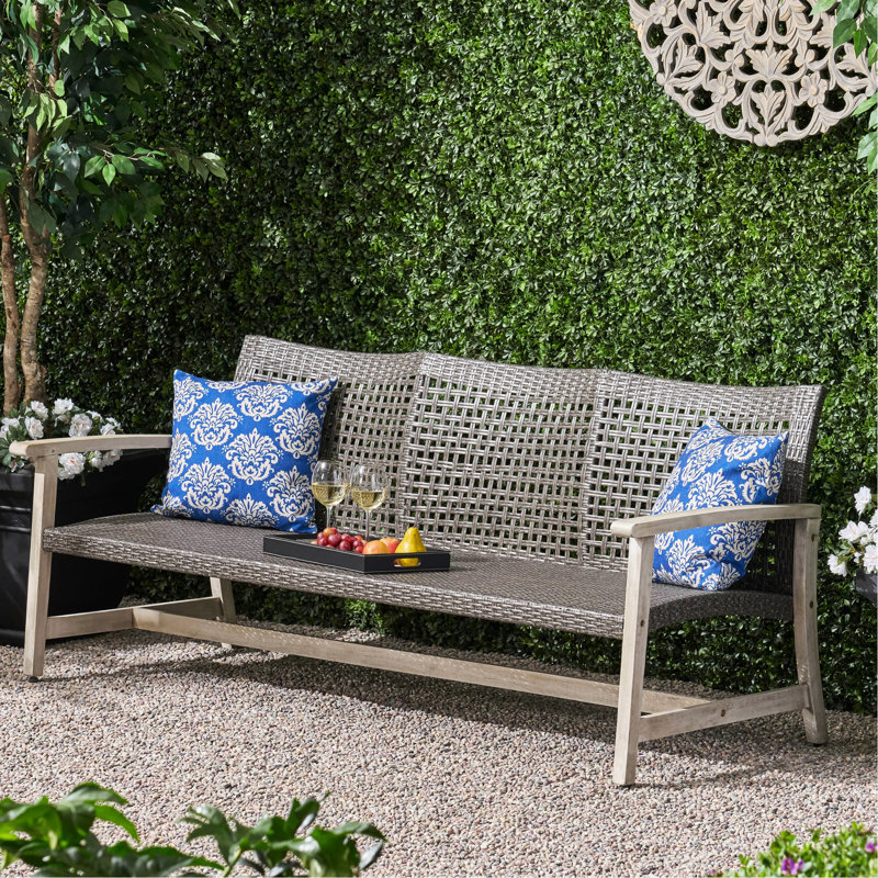 Large 3 Seater Grey Outdoor With Stable Iron And Seat Handwoven In, Gray