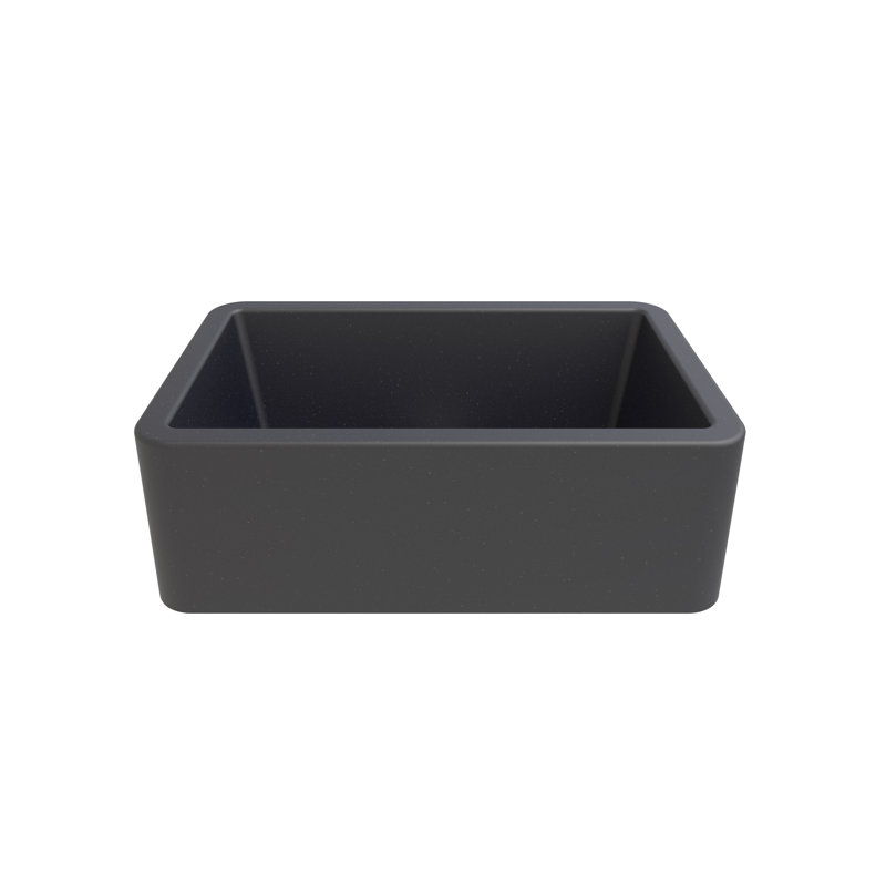 30" L x 19" W Apron Quartz Kitchen Sink, Black Metallic