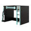 Lit mezzanine en bois avec bureau, tablettes multiples et lumière RVB-1834846310