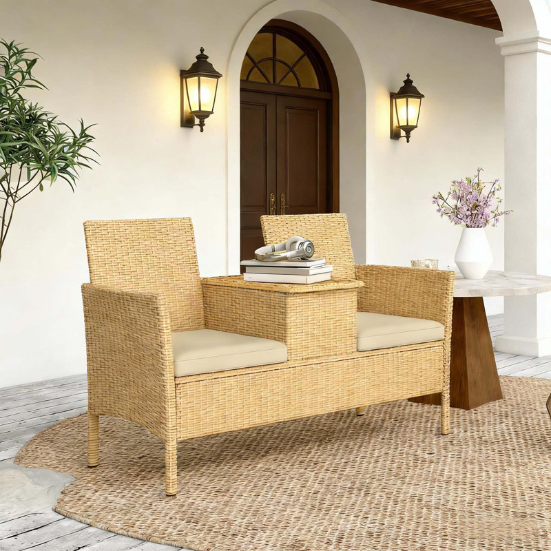 Causeuse d'extérieur avec table de rangement intégrée
