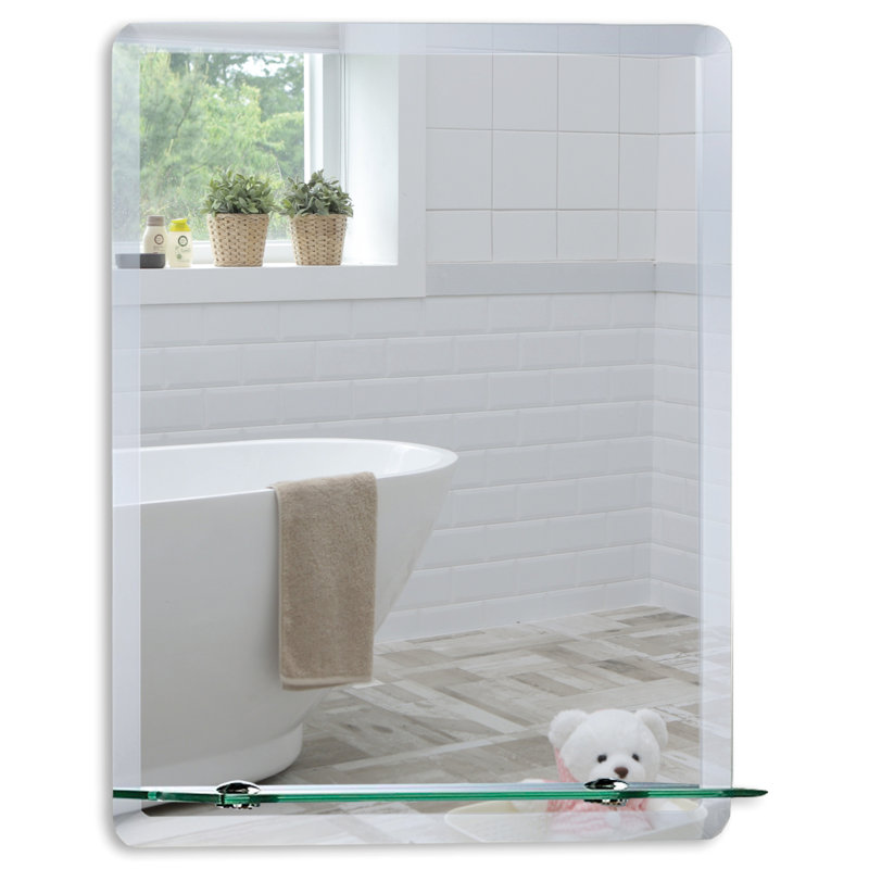 Selders Flat Wall Mirror with Shelves, 50cm x 40cm