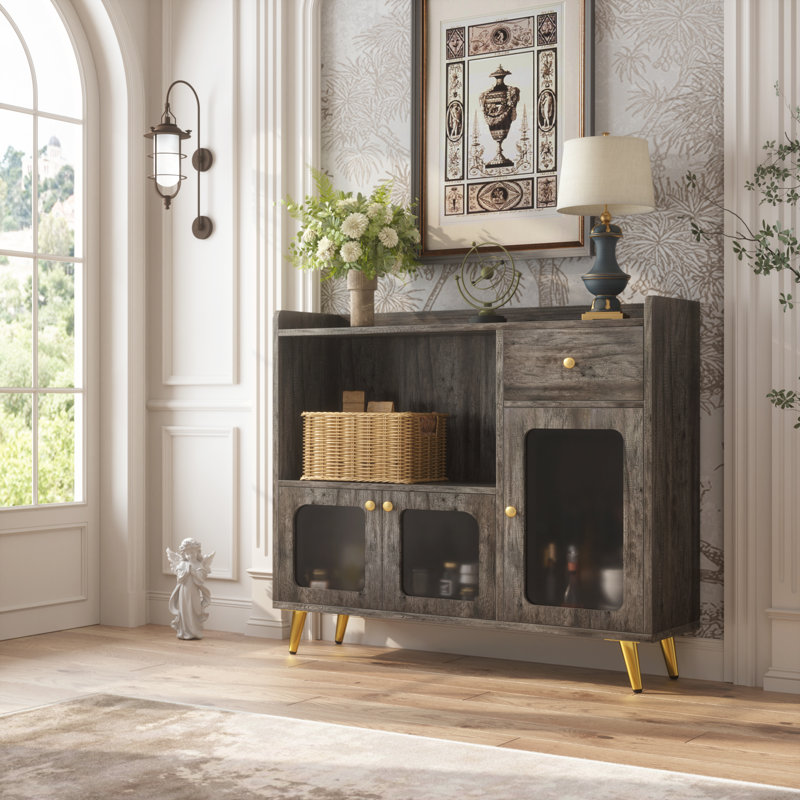 Armoire à vin, buffet avec portes, Chêne