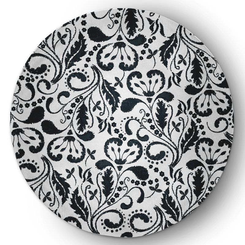 Ayela Chenille Floral Indoor / Outdoor Rug, Round 5'