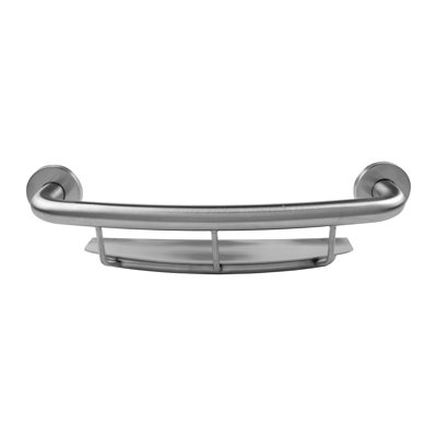 Satin stainless steel grab bar with shelf