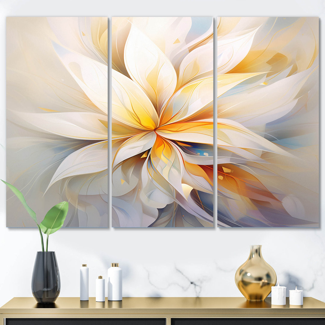 Dreamy White Digital Spring Flowers I " Dreamy White Digital Spring Flowers I " 3 - Pieces Design Art 