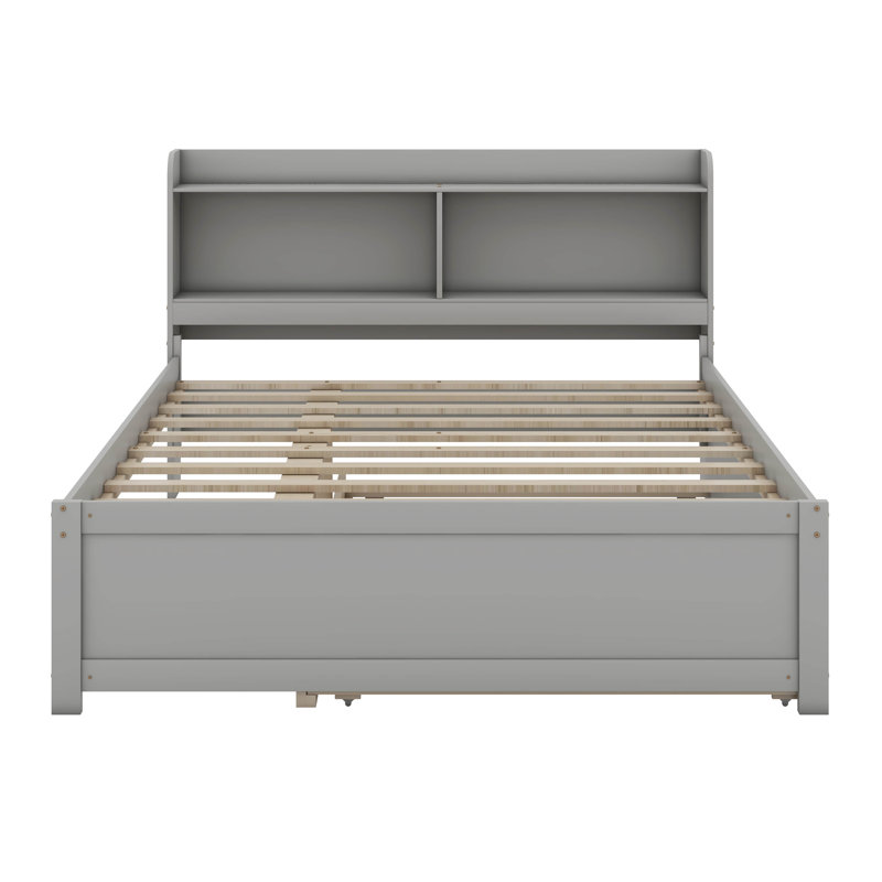 Lit double avec tête de lit et lit gigogne, Grey