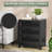 Cabhan 19.7"W Rattan Nightstand with 3 Drawers for Bedroom, Wood Bed Side Table Night Stand Black