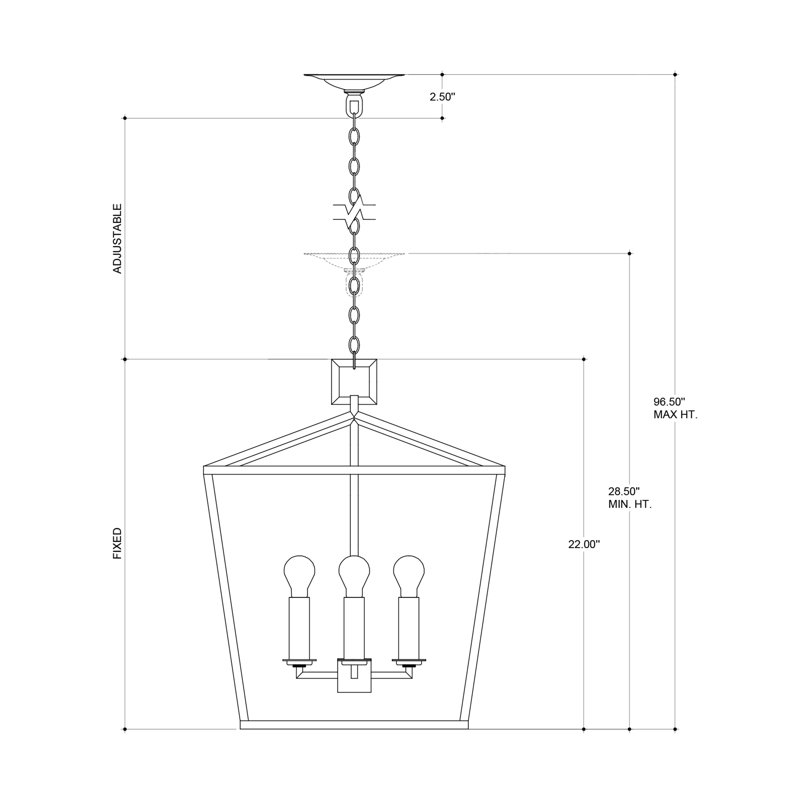 Lustre géométrique à 4 lumières Denison, H 22 po x l 18 po x P 18 po, Feuille d'or contemporaine