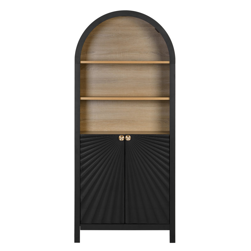 Armoires arquées, bibliothèque avec rangement, bibliothèque moderne Mid-Century à 5 niveaux avec porte