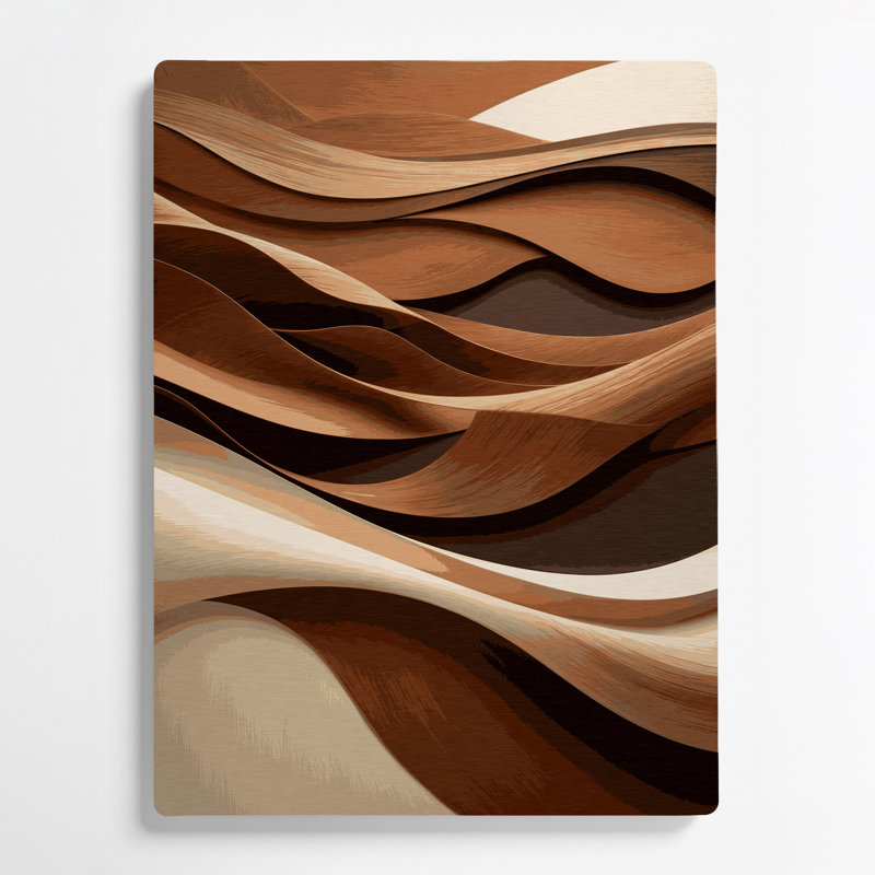 Paysage abstrait 18, art mural en métal brun, H 24 po x l 36 po