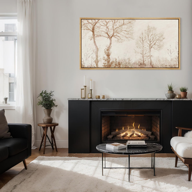 «Whispering Woods Subtle Tree Silhouette», reproduction encadrée, H 30 po x l 60 po, Naturel