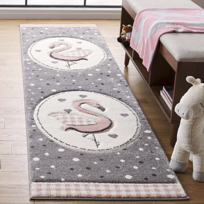 Burgan Polka Dots Gray Area Rug