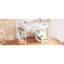 Lit mezzanine double avec bureau, tablettes, tiroirs