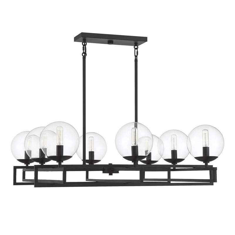 Devony 8 - Light Dimmable Globe Chandelier, Black