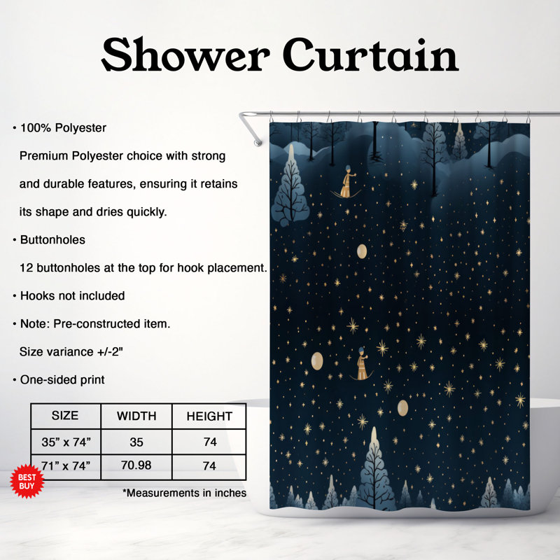 Rideau de douche Merry Eve - Premium, H 74 po x l 71 po