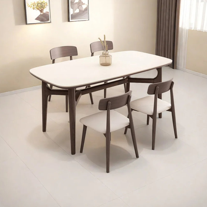 Rock Plate Dining Table And Chair Combination Rectangular 35.43'' W Dining Set, 29.52"H x 70.86"L x 35.43"W