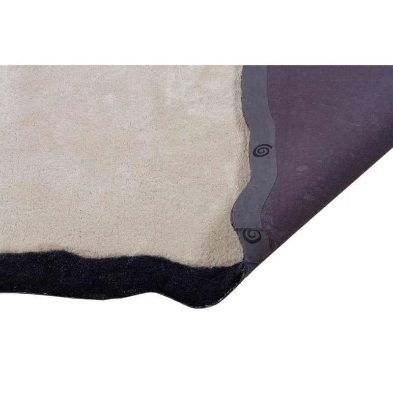 Tapis touffeté beige et noir à motif de rayures en viscose tissé à la machine Special Design