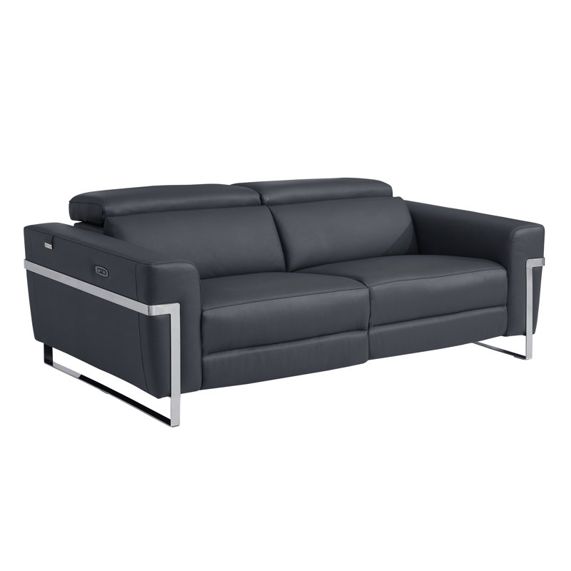 Canapé inclinable électrique en cuir Baisley, Gris foncé