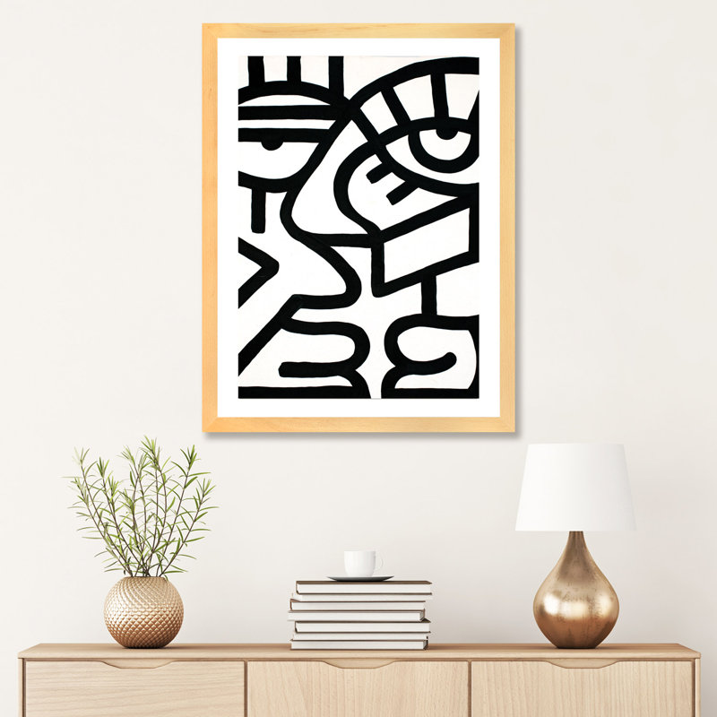 «Talking» par Billy, reproduction d'artiste, Papier encadré de bois naturel, H 32 po x l 24 po x P 1 po