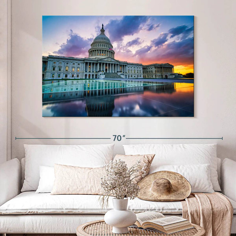Lilie US Capitol Sunset Reflection, 34" H x 51" W